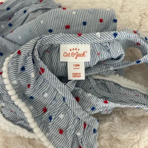 Patriotic Baby Romper bubble with Red and Blue Dots - Picture 3 of 3